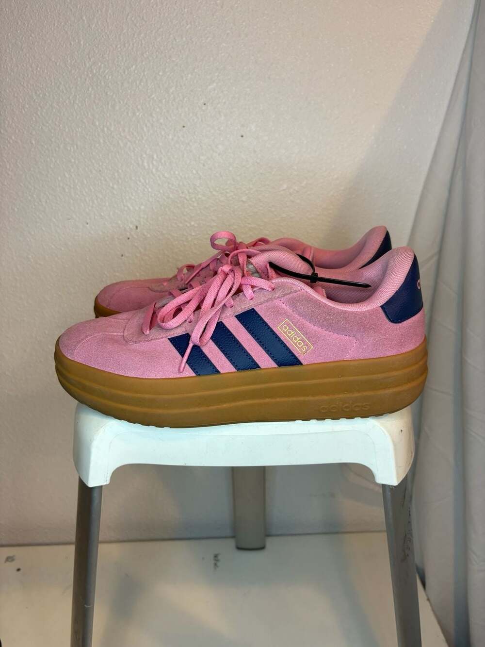 adidas VL Court Bold Women's Platform Sneakers - Pink and Navy Blue 9.5 - Picture 3 of 8